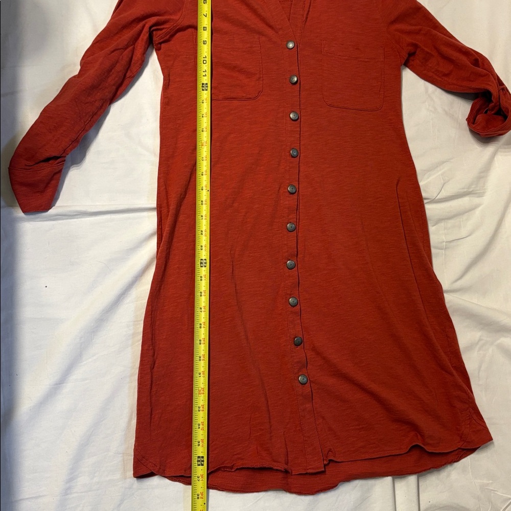 Soft Surroundings Rust Long Sleeve 100% Cotton Dress SZ M With Western Buttons - Picture 4 of 7